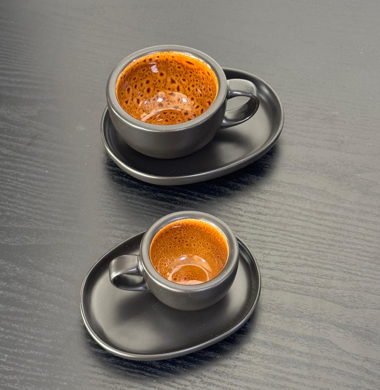 Egg Shaped Cup and Saucer Small 80ml (espresso) White/Black Color