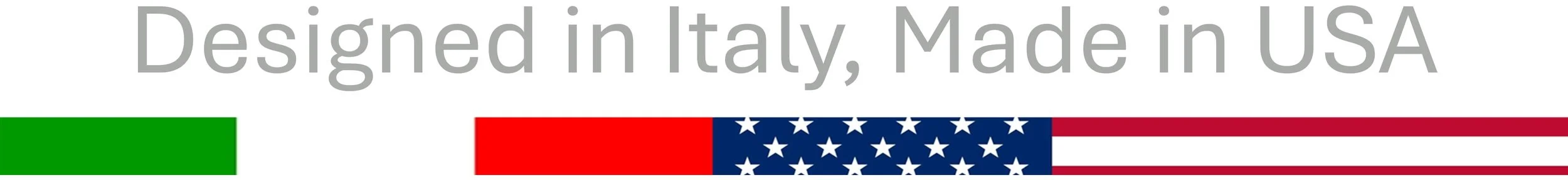 Mundo Novo designed in Italy, made in USA banner with Italian and American flags