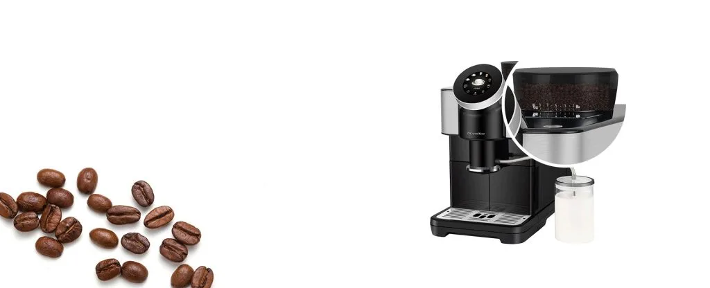Dr. Coffee H2 see-through bean hopper and grinder detail