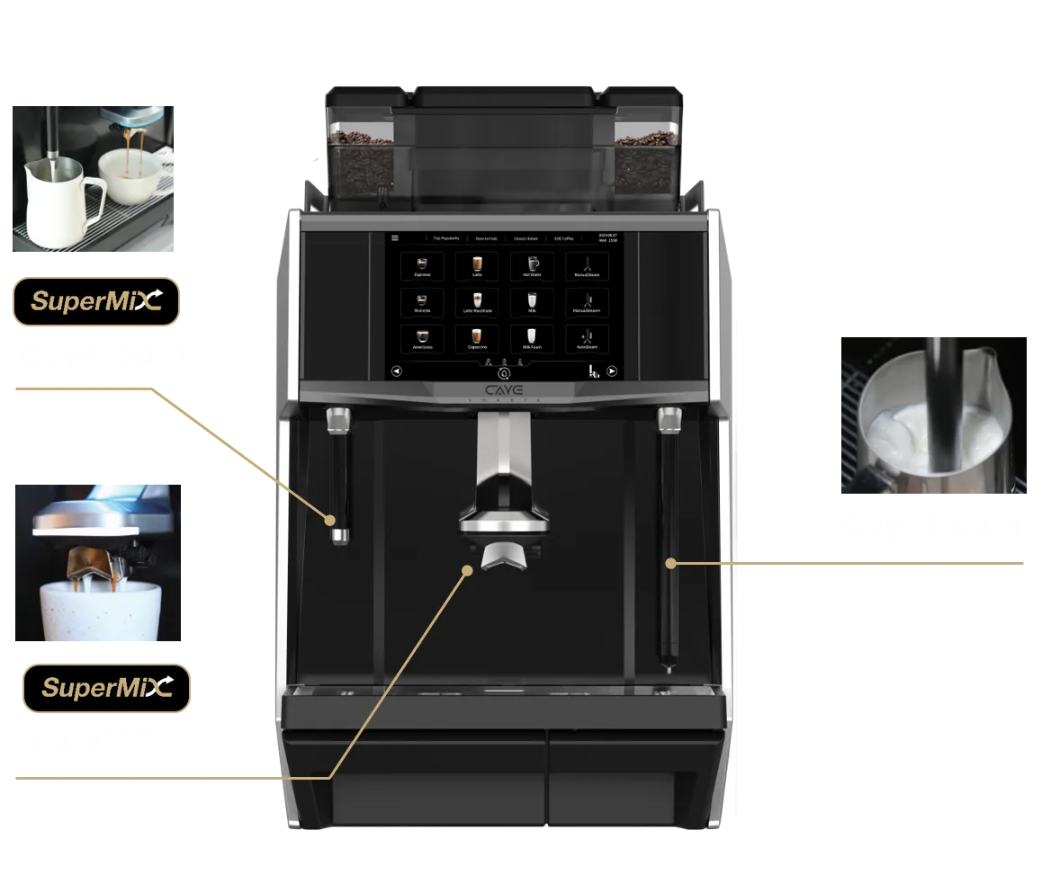 CAYE Smart X CayeFoam+ AutoMilk and CayeSteam milk system options