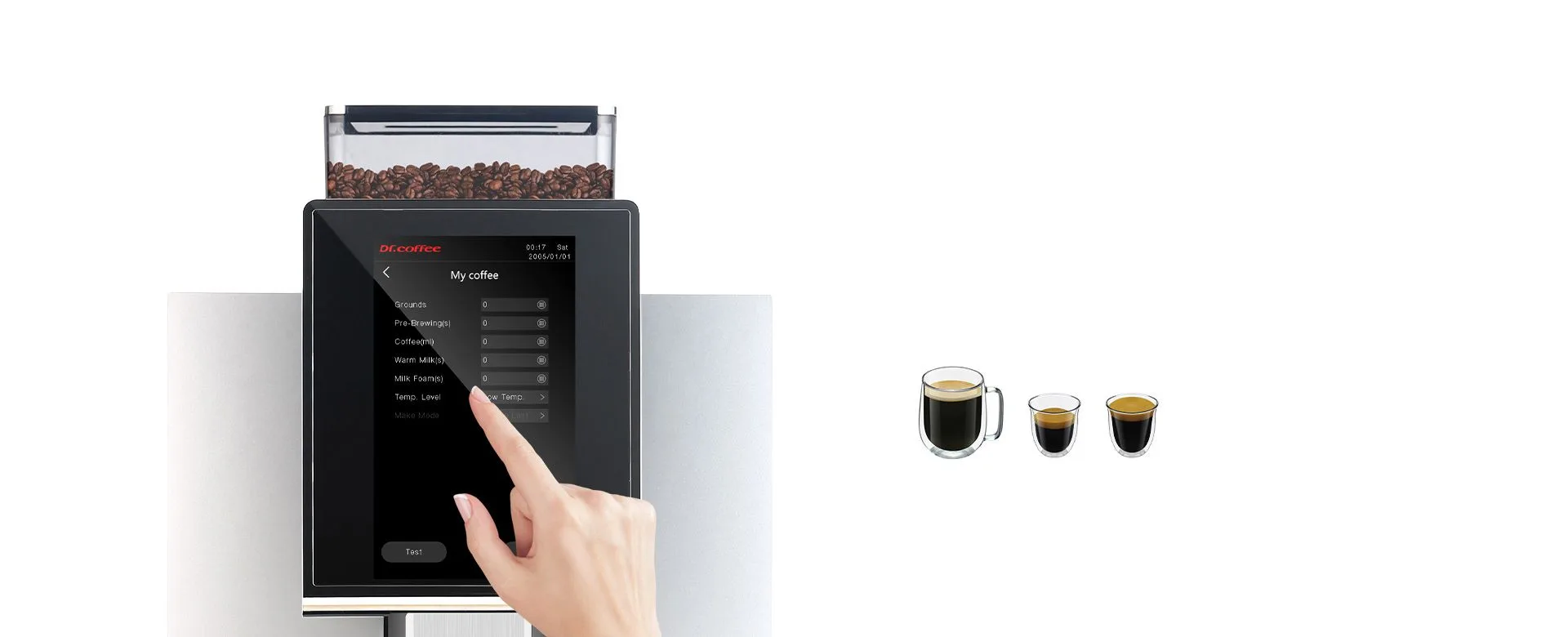 Dr. Coffee F12 My Coffee custom recipe touchscreen